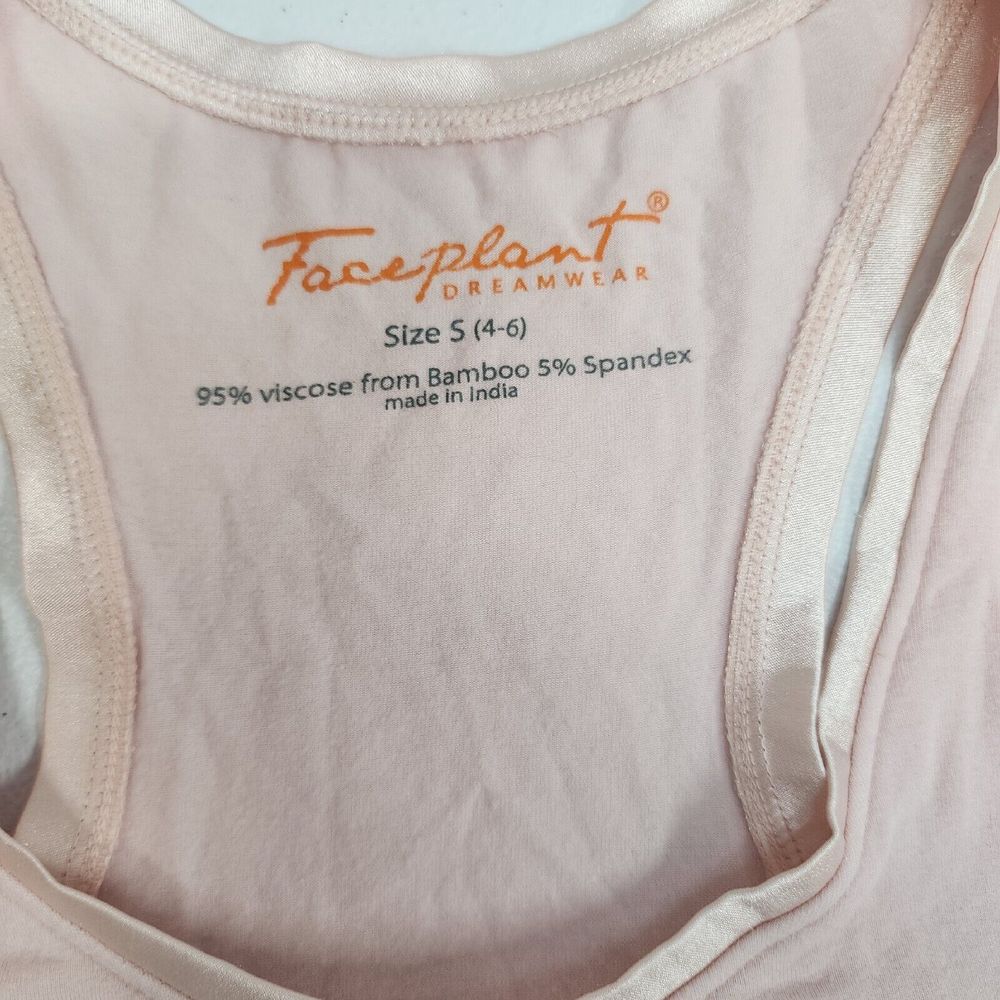 Faceplant Dreams Bamboo Sleeveless Lounge Pajama Shirt Top, Pink, S